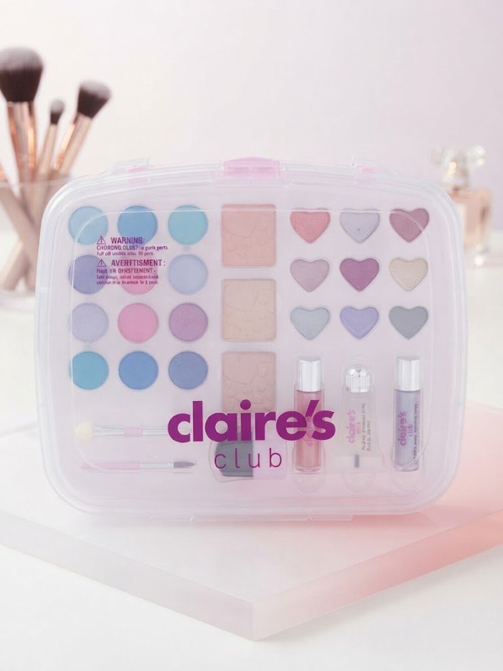 Claire’s Club Kids Makeup & Beauty Cosmetic Set Carry Case New